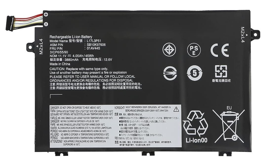 Batería para Lenovo ThinkPad SB10K97606 SB10K97608 01AV4444 L17C3P51 L17M3P52 SB10K97609 01AV445 L17L3P51 (compatible)