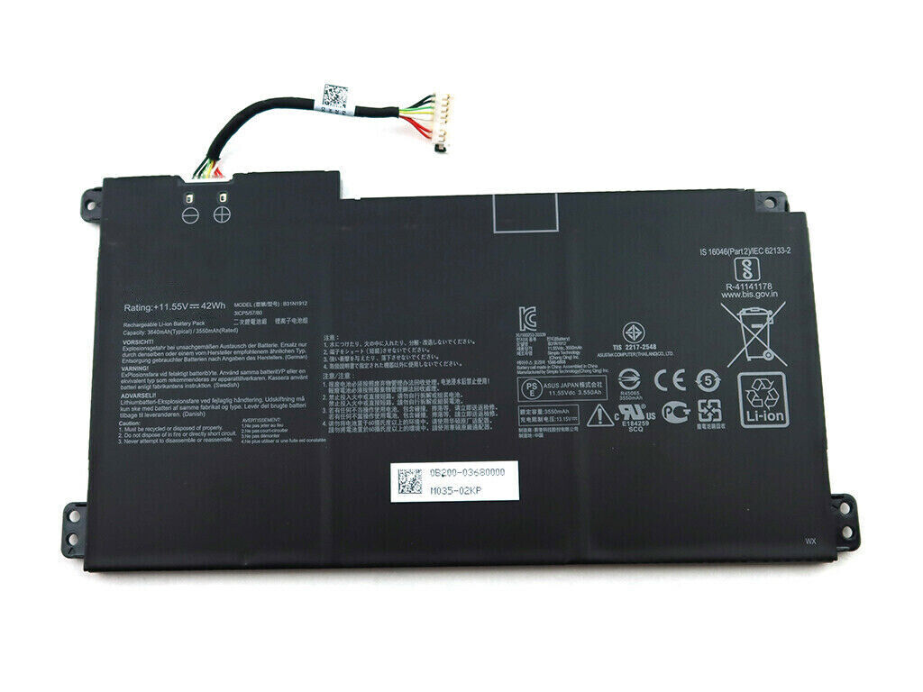 Batería para Asus VivoBook Go 14 15 F414MA R522MA E410KA-EK037WS E410KA-EK00 377TS 37TS 10MA-BV1312WS E510MA-EJ614 B31N1912 C31N1912 (compatible)
