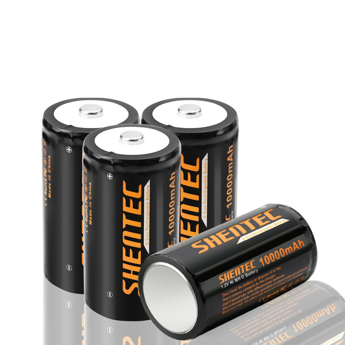 Batería 4Pack 10000mAh 1.2V D taille MONO rechargeable Ni-MH(compatible)