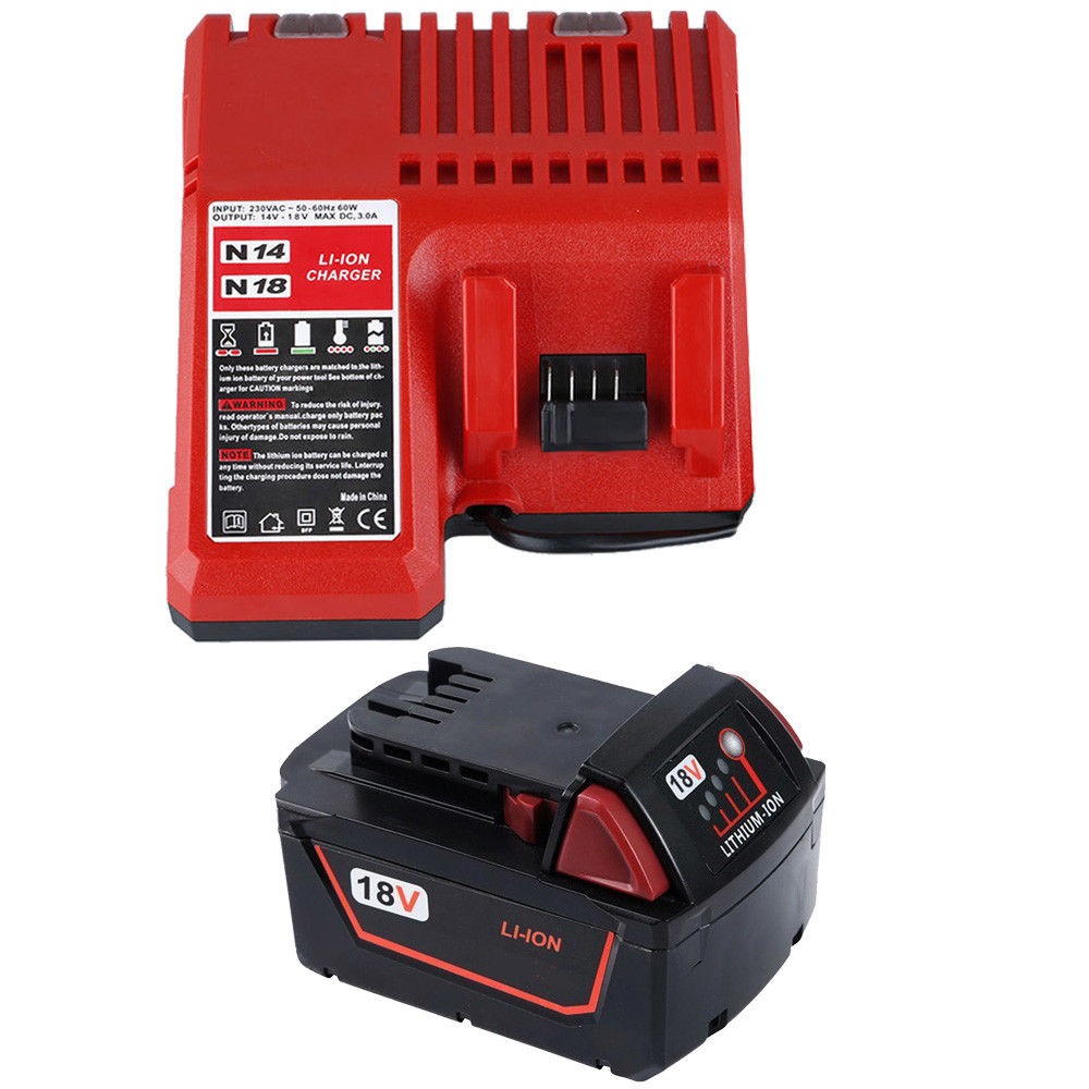 3000mAh 18V Li-Ion Batería + cargador pour MILWAUKEE M18 48-59-1812 1840(compatible)