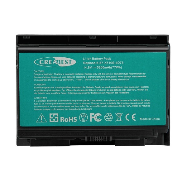 Batería para 5200mAh 14.8V Li-ion P150HMBAT-8 Clevo P150 P150SM P151EM NP8278 NP8268(compatible)