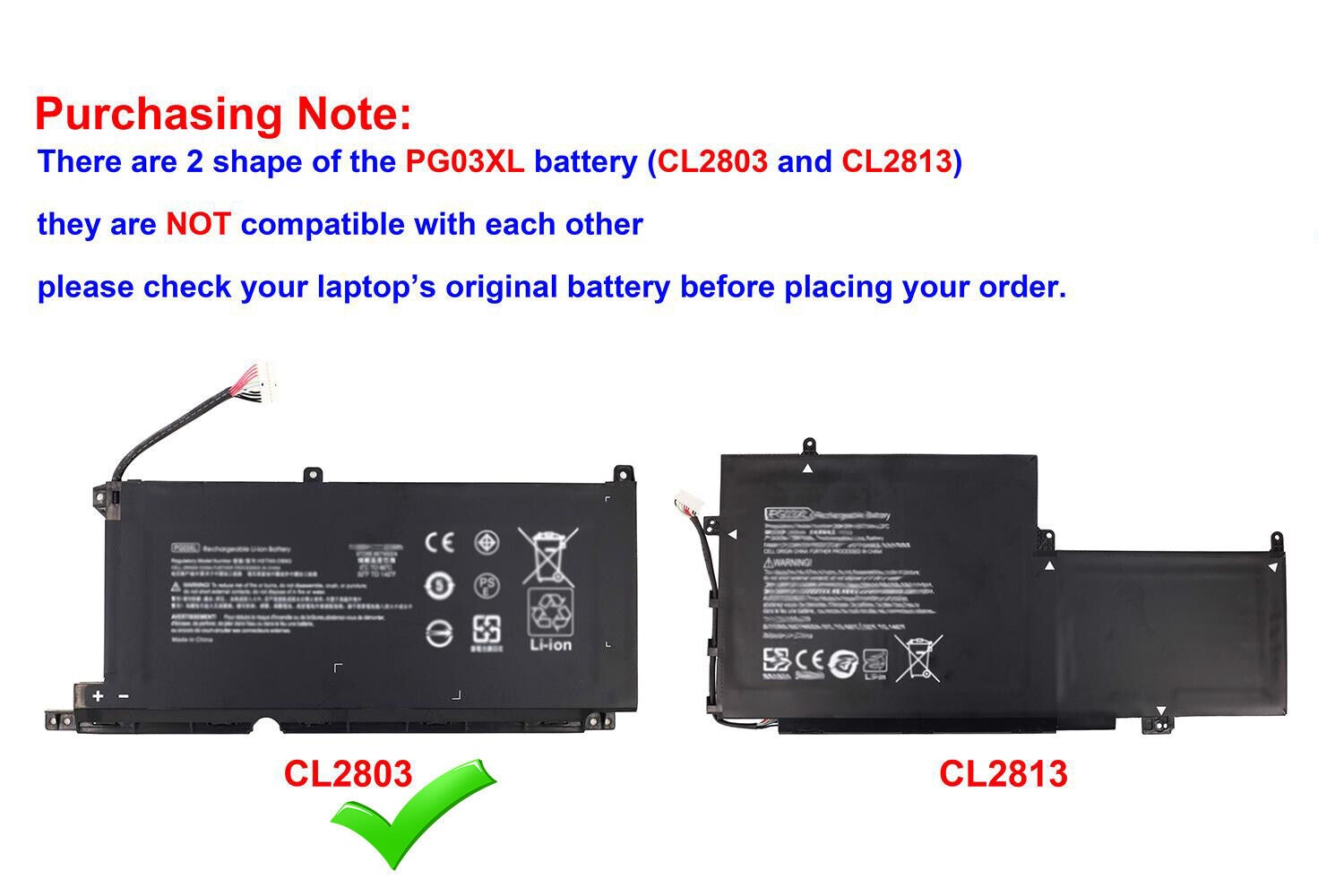 Batería para PG03XL HSTNN-DB9G HP Pavilion Gaming 15-DK0020TX DK0021TX DK0131TX HSTNN-DB9G (compatible)